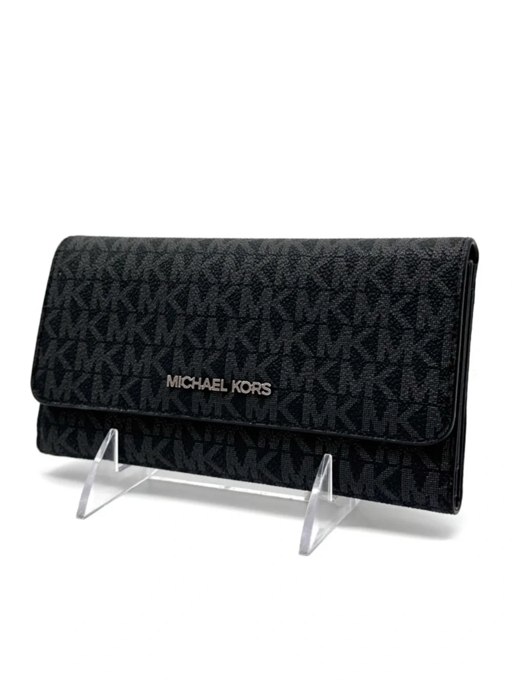 Michael Kors Large Trifold Wallet Black Signature
